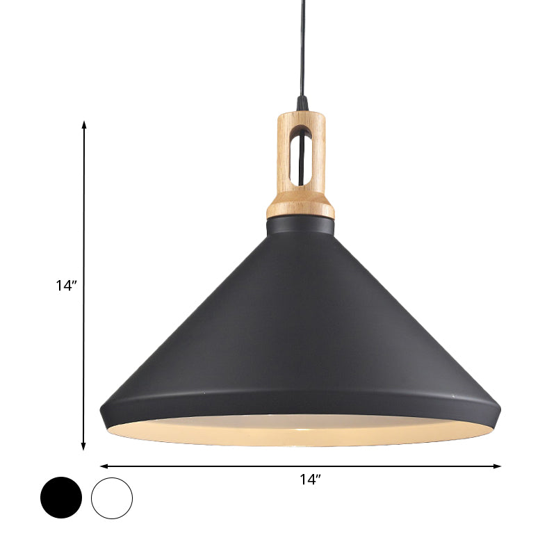 Cone/Drum Shade Aluminum Hanging Ceiling Light Modern Style 1 Light Dining Room Pendant Lighting in Black/White Clearhalo 'Ceiling Lights' 'Modern Pendants' 'Modern' 'Pendant Lights' 'Pendants' Lighting' 768055