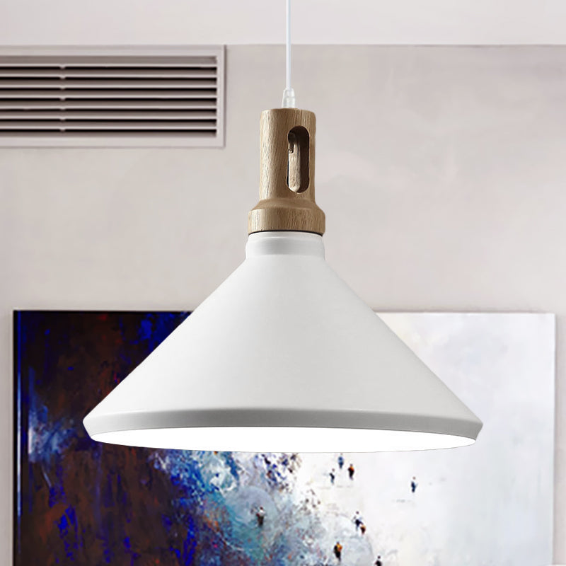 Cone/Drum Shade Aluminum Hanging Ceiling Light Modern Style 1 Light Dining Room Pendant Lighting in Black/White White B Clearhalo 'Ceiling Lights' 'Modern Pendants' 'Modern' 'Pendant Lights' 'Pendants' Lighting' 768056