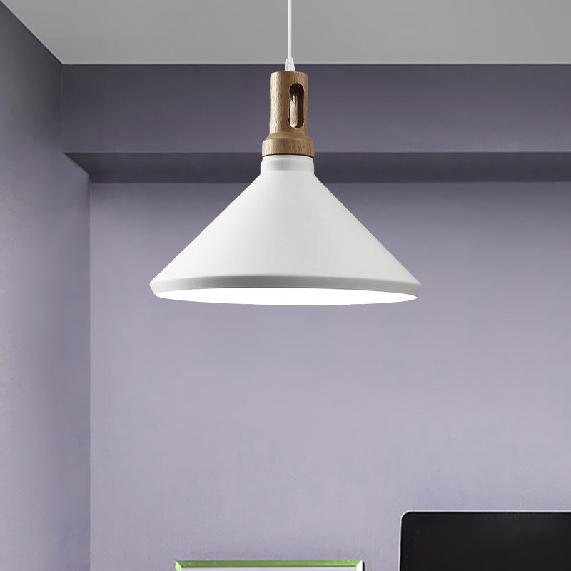 Cone/Drum Shade Aluminum Hanging Ceiling Light Modern Style 1 Light Dining Room Pendant Lighting in Black/White Clearhalo 'Ceiling Lights' 'Modern Pendants' 'Modern' 'Pendant Lights' 'Pendants' Lighting' 768057