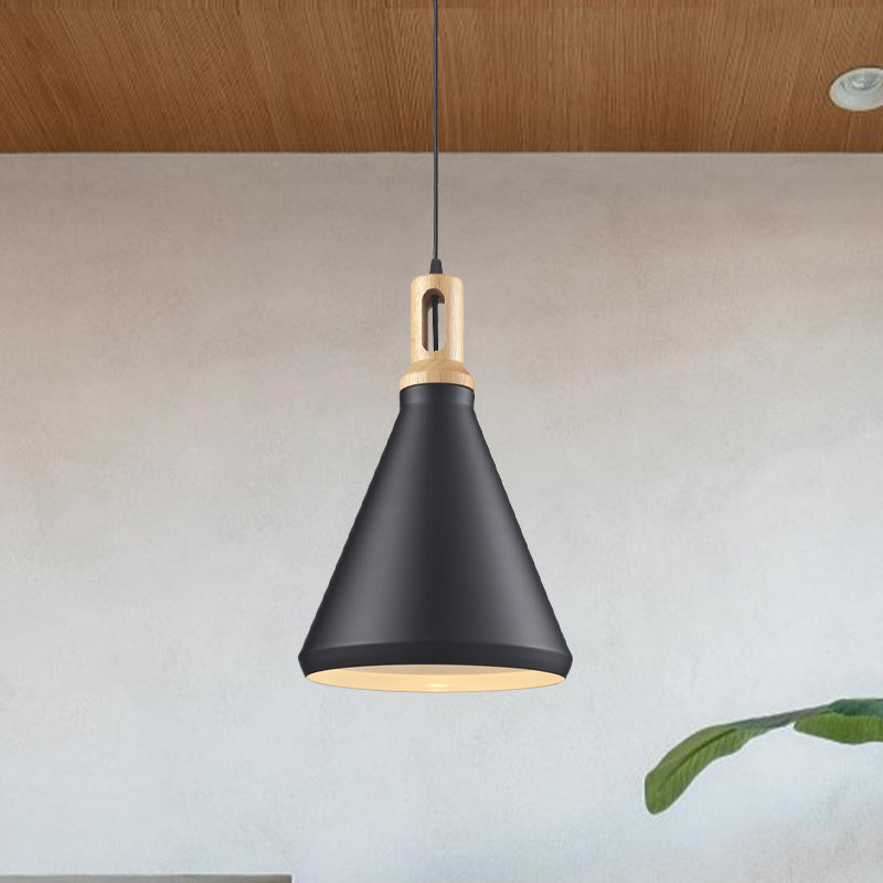 Cone/Drum Shade Aluminum Hanging Ceiling Light Modern Style 1 Light Dining Room Pendant Lighting in Black/White Clearhalo 'Ceiling Lights' 'Modern Pendants' 'Modern' 'Pendant Lights' 'Pendants' Lighting' 768061