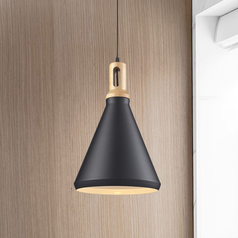 Cone/Drum Shade Aluminum Hanging Ceiling Light Modern Style 1 Light Dining Room Pendant Lighting in Black/White Clearhalo 'Ceiling Lights' 'Modern Pendants' 'Modern' 'Pendant Lights' 'Pendants' Lighting' 768062