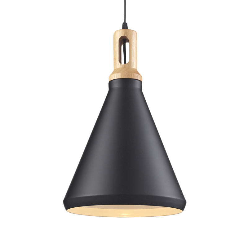 Cone/Drum Shade Aluminum Hanging Ceiling Light Modern Style 1 Light Dining Room Pendant Lighting in Black/White Clearhalo 'Ceiling Lights' 'Modern Pendants' 'Modern' 'Pendant Lights' 'Pendants' Lighting' 768063