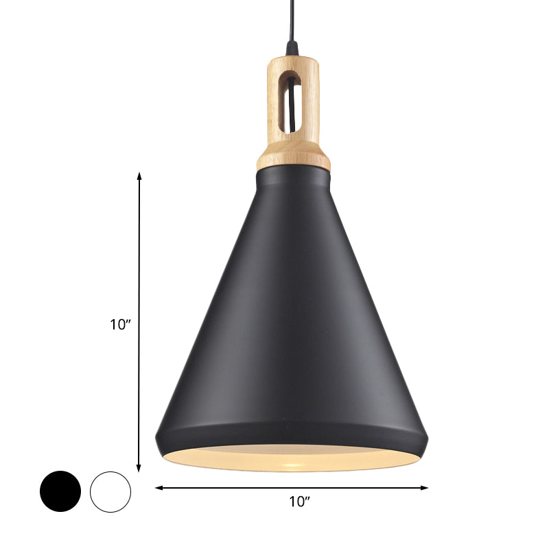 Cone/Drum Shade Aluminum Hanging Ceiling Light Modern Style 1 Light Dining Room Pendant Lighting in Black/White Clearhalo 'Ceiling Lights' 'Modern Pendants' 'Modern' 'Pendant Lights' 'Pendants' Lighting' 768064