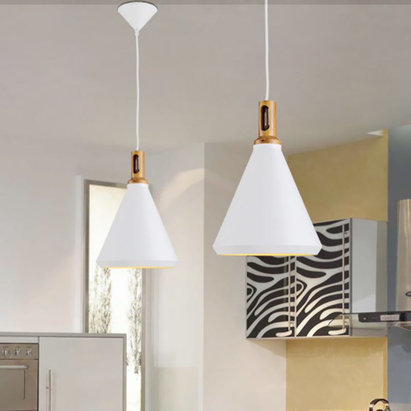 Cone/Drum Shade Aluminum Hanging Ceiling Light Modern Style 1 Light Dining Room Pendant Lighting in Black/White Clearhalo 'Ceiling Lights' 'Modern Pendants' 'Modern' 'Pendant Lights' 'Pendants' Lighting' 768066