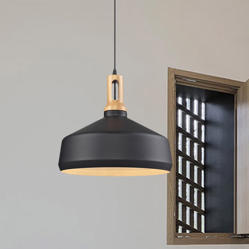 Cone/Drum Shade Aluminum Hanging Ceiling Light Modern Style 1 Light Dining Room Pendant Lighting in Black/White Clearhalo 'Ceiling Lights' 'Modern Pendants' 'Modern' 'Pendant Lights' 'Pendants' Lighting' 768070