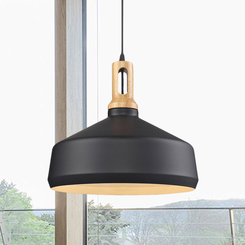 Cone/Drum Shade Aluminum Hanging Ceiling Light Modern Style 1 Light Dining Room Pendant Lighting in Black/White Clearhalo 'Ceiling Lights' 'Modern Pendants' 'Modern' 'Pendant Lights' 'Pendants' Lighting' 768071