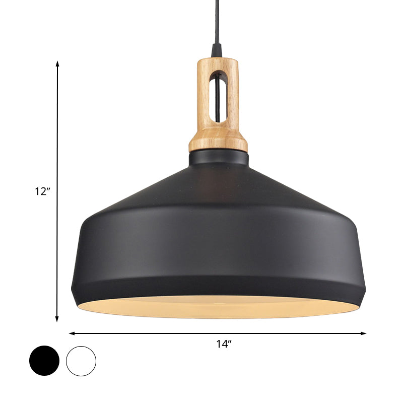 Cone/Drum Shade Aluminum Hanging Ceiling Light Modern Style 1 Light Dining Room Pendant Lighting in Black/White Clearhalo 'Ceiling Lights' 'Modern Pendants' 'Modern' 'Pendant Lights' 'Pendants' Lighting' 768073