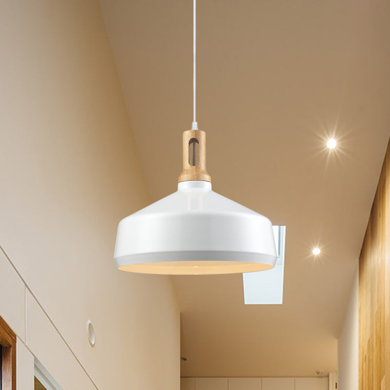 Cone/Drum Shade Aluminum Hanging Ceiling Light Modern Style 1 Light Dining Room Pendant Lighting in Black/White Clearhalo 'Ceiling Lights' 'Modern Pendants' 'Modern' 'Pendant Lights' 'Pendants' Lighting' 768075