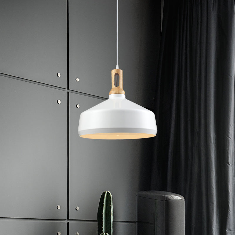 Cone/Drum Shade Aluminum Hanging Ceiling Light Modern Style 1 Light Dining Room Pendant Lighting in Black/White Clearhalo 'Ceiling Lights' 'Modern Pendants' 'Modern' 'Pendant Lights' 'Pendants' Lighting' 768076