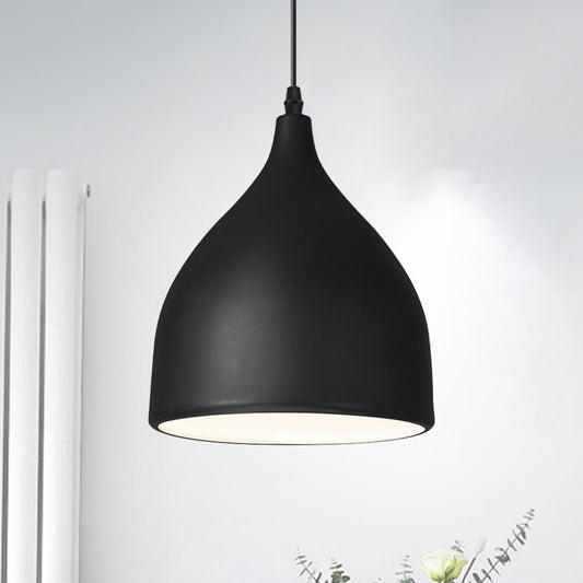 Black/White Finish Domed Hanging Lamp Modernist Style Metal 1 Bulb Kitchen Pendant Light Black Clearhalo 'Ceiling Lights' 'Modern Pendants' 'Modern' 'Pendant Lights' 'Pendants' Lighting' 768145