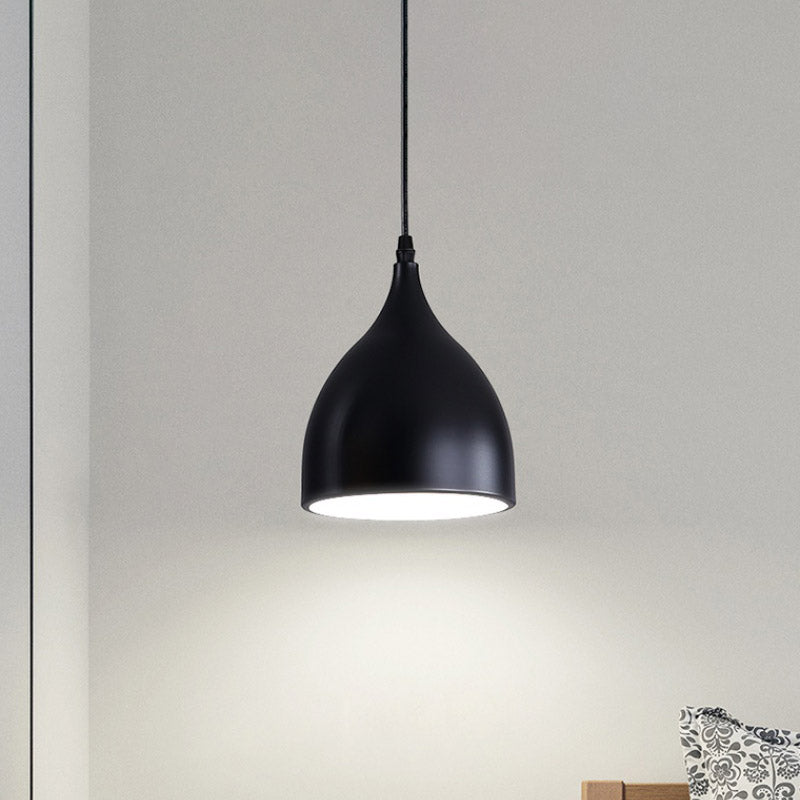 Black/White Finish Domed Hanging Lamp Modernist Style Metal 1 Bulb Kitchen Pendant Light Clearhalo 'Ceiling Lights' 'Modern Pendants' 'Modern' 'Pendant Lights' 'Pendants' Lighting' 768146