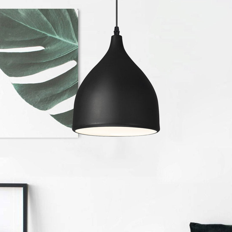 Black/White Finish Domed Hanging Lamp Modernist Style Metal 1 Bulb Kitchen Pendant Light Clearhalo 'Ceiling Lights' 'Modern Pendants' 'Modern' 'Pendant Lights' 'Pendants' Lighting' 768147