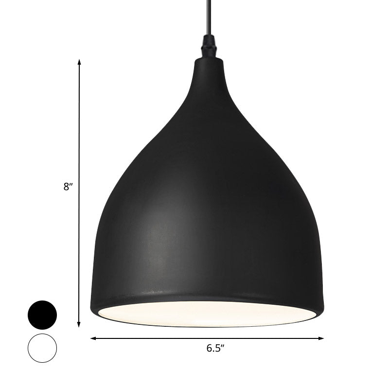 Black/White Finish Domed Hanging Lamp Modernist Style Metal 1 Bulb Kitchen Pendant Light Clearhalo 'Ceiling Lights' 'Modern Pendants' 'Modern' 'Pendant Lights' 'Pendants' Lighting' 768149