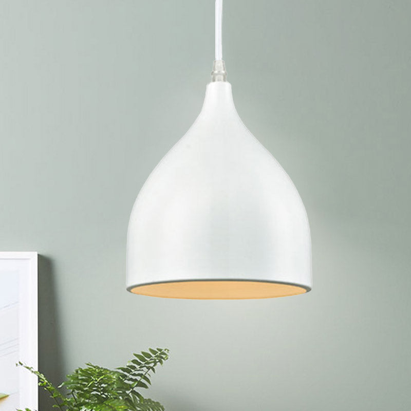 Black/White Finish Domed Hanging Lamp Modernist Style Metal 1 Bulb Kitchen Pendant Light White Clearhalo 'Ceiling Lights' 'Modern Pendants' 'Modern' 'Pendant Lights' 'Pendants' Lighting' 768150