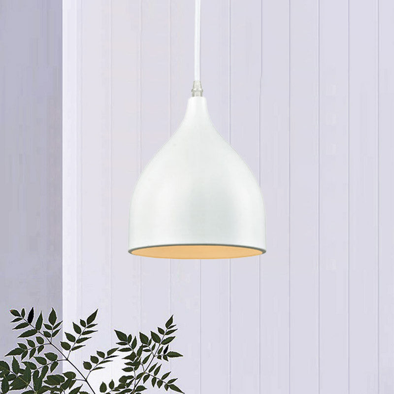 Black/White Finish Domed Hanging Lamp Modernist Style Metal 1 Bulb Kitchen Pendant Light Clearhalo 'Ceiling Lights' 'Modern Pendants' 'Modern' 'Pendant Lights' 'Pendants' Lighting' 768152