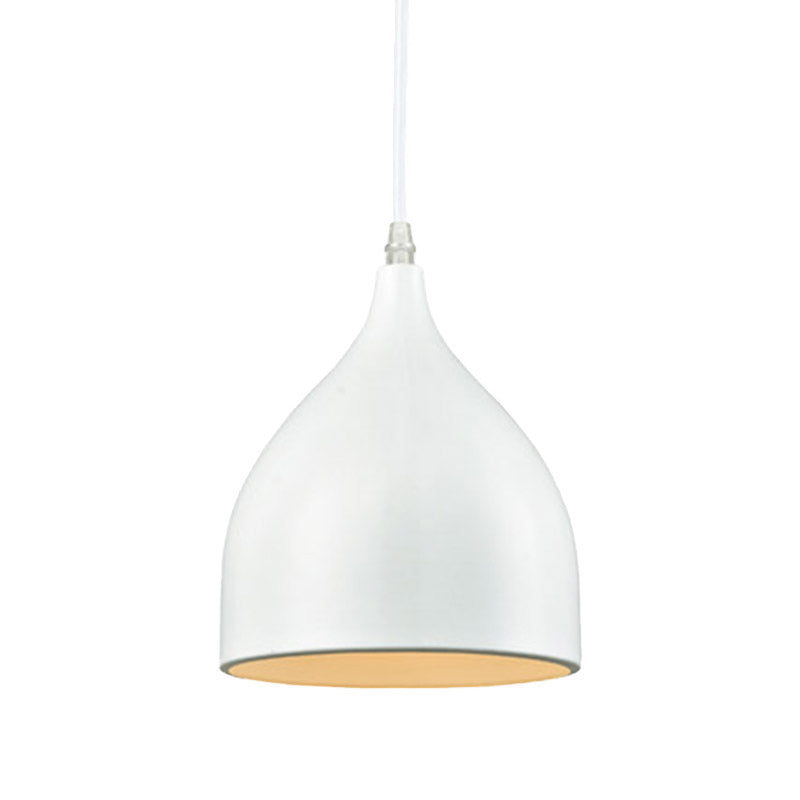 Black/White Finish Domed Hanging Lamp Modernist Style Metal 1 Bulb Kitchen Pendant Light Clearhalo 'Ceiling Lights' 'Modern Pendants' 'Modern' 'Pendant Lights' 'Pendants' Lighting' 768153