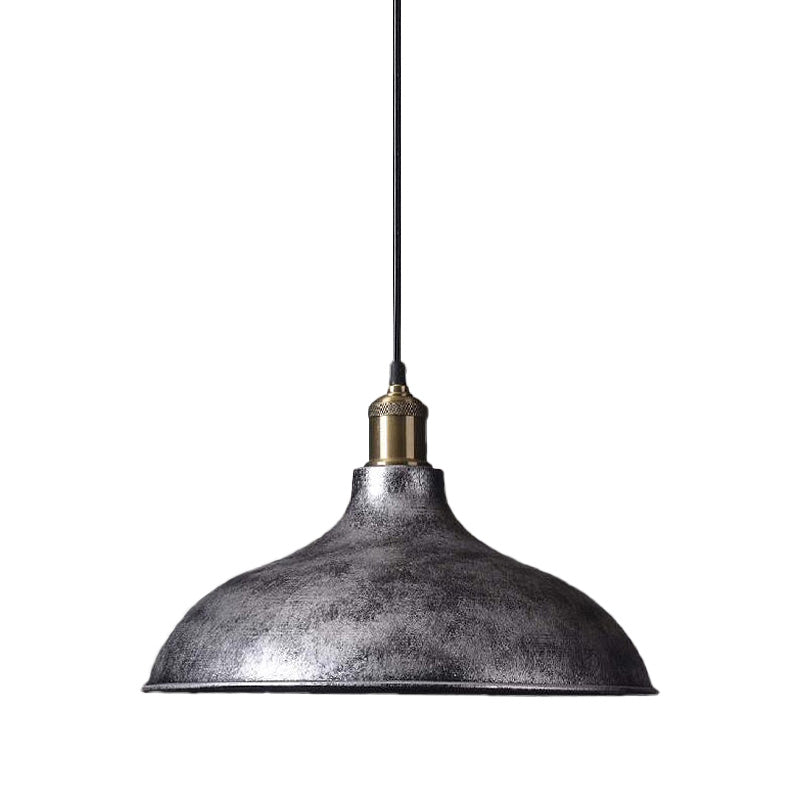 1 Bulb Pendant Lamp Vintage Style Bowl Metal Ceiling Light Fixture in Black/White for Restaurant Clearhalo 'Art Deco Pendants' 'Black' 'Cast Iron' 'Ceiling Lights' 'Ceramic' 'Crystal' 'Industrial Pendants' 'Industrial' 'Metal' 'Middle Century Pendants' 'Pendant Lights' 'Pendants' 'Rustic Pendants' 'Tiffany' Lighting' 768297