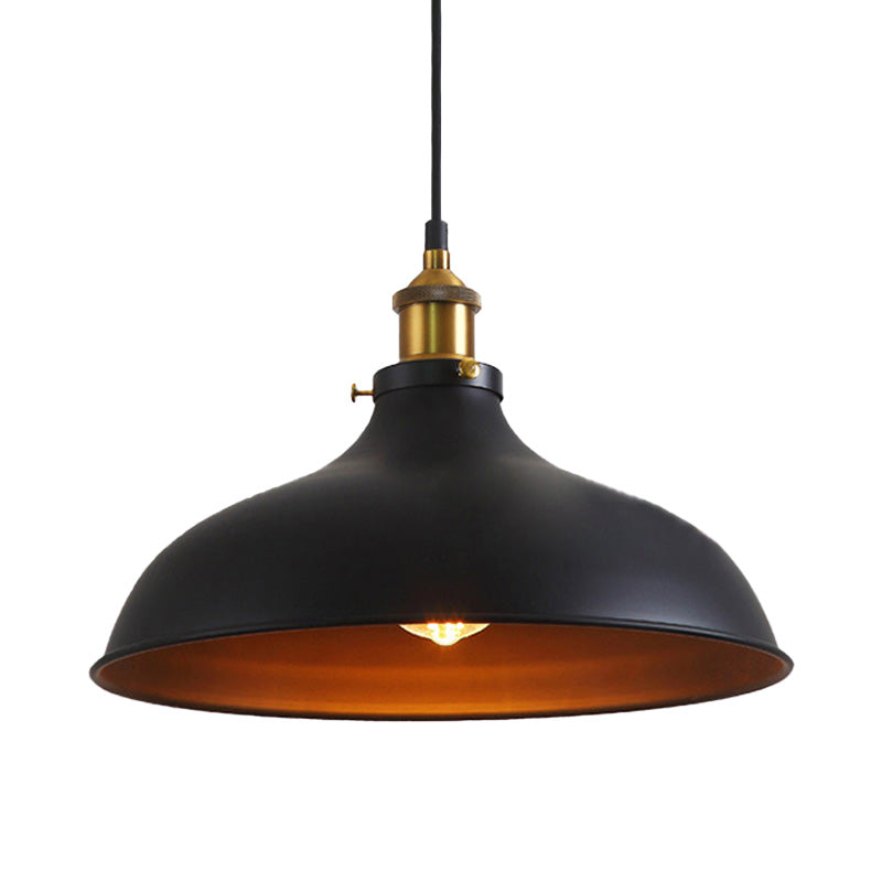 1 Bulb Pendant Lamp Vintage Style Bowl Metal Ceiling Light Fixture in Black/White for Restaurant Clearhalo 'Art Deco Pendants' 'Black' 'Cast Iron' 'Ceiling Lights' 'Ceramic' 'Crystal' 'Industrial Pendants' 'Industrial' 'Metal' 'Middle Century Pendants' 'Pendant Lights' 'Pendants' 'Rustic Pendants' 'Tiffany' Lighting' 768302