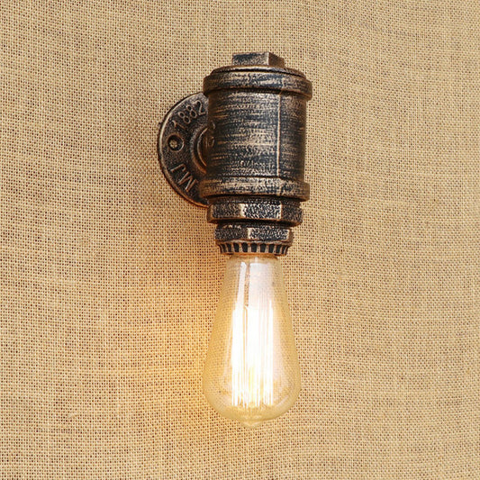 Aged Brass Pipe Wall Sconce Lamp Vintage Industrial Wrought Iron 1 Light Indoor Wall Lighting Antique Brass B Clearhalo 'Art deco wall lights' 'Cast Iron' 'Glass' 'Industrial wall lights' 'Industrial' 'Middle century wall lights' 'Modern' 'Rustic wall lights' 'Tiffany' 'Traditional wall lights' 'Wall Lamps & Sconces' 'Wall Lights' Lighting' 768355