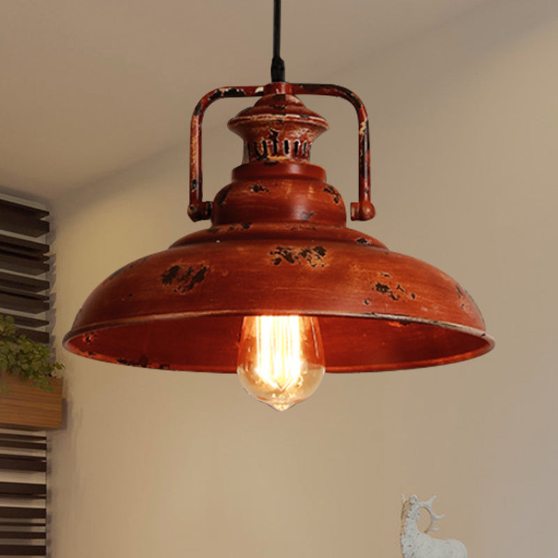 1 Light Barn Ceiling Light Lodge Industrial Rust Metal Pendant Light Fixture with Adjustable Cord for Restaurant Rust Clearhalo 'Art Deco Pendants' 'Cast Iron' 'Ceiling Lights' 'Ceramic' 'Crystal' 'Industrial Pendants' 'Industrial' 'Metal' 'Middle Century Pendants' 'Pendant Lights' 'Pendants' 'Tiffany' Lighting' 768557