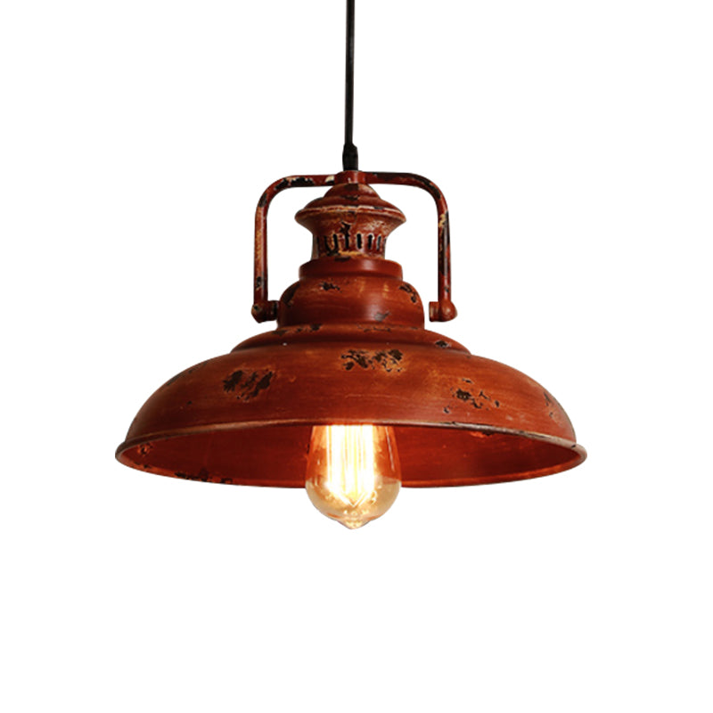 1 Light Barn Ceiling Light Lodge Industrial Rust Metal Pendant Light Fixture with Adjustable Cord for Restaurant Clearhalo 'Art Deco Pendants' 'Cast Iron' 'Ceiling Lights' 'Ceramic' 'Crystal' 'Industrial Pendants' 'Industrial' 'Metal' 'Middle Century Pendants' 'Pendant Lights' 'Pendants' 'Tiffany' Lighting' 768560