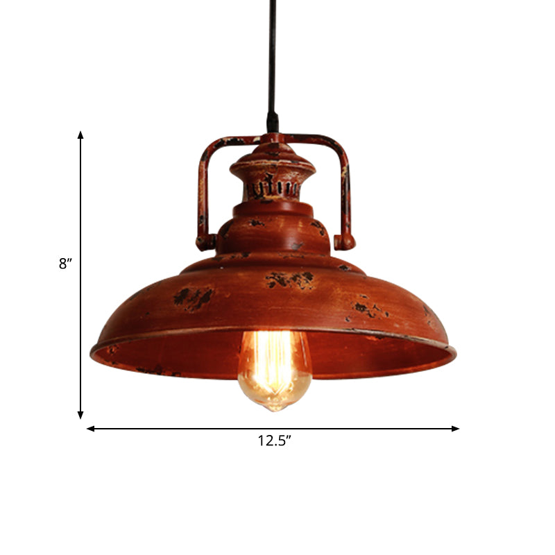 1 Light Barn Ceiling Light Lodge Industrial Rust Metal Pendant Light Fixture with Adjustable Cord for Restaurant Clearhalo 'Art Deco Pendants' 'Cast Iron' 'Ceiling Lights' 'Ceramic' 'Crystal' 'Industrial Pendants' 'Industrial' 'Metal' 'Middle Century Pendants' 'Pendant Lights' 'Pendants' 'Tiffany' Lighting' 768561