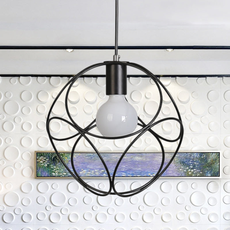 Metal White/Black Pendant Light Square 1 Light Industrial Style Hanging Light Fixture with Cage Shade for Indoor Clearhalo 'Ceiling Lights' 'Modern Pendants' 'Modern' 'Pendant Lights' 'Pendants' Lighting' 768704