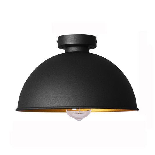 Metallic Dome Ceiling Flush Mount Loft Stylish 1 Light Bar Semi Flush Mount Ceiling Fixture in Black Clearhalo 'Ceiling Lights' 'Close To Ceiling Lights' 'Close to ceiling' 'Flush mount' Lighting' 768753