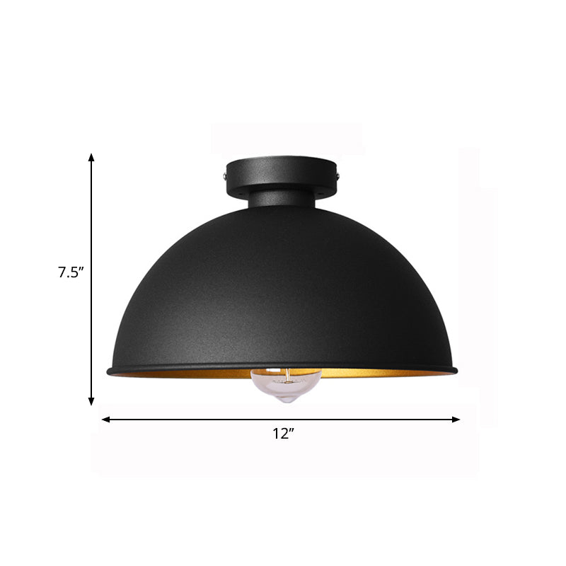 Metallic Dome Ceiling Flush Mount Loft Stylish 1 Light Bar Semi Flush Mount Ceiling Fixture in Black Clearhalo 'Ceiling Lights' 'Close To Ceiling Lights' 'Close to ceiling' 'Flush mount' Lighting' 768754