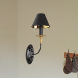 Black Finish 1/2-Light Wall Lighting Industrial Style Fabric and Metal Conical Wall Mount Light for Bedroom Clearhalo 'Art deco wall lights' 'Cast Iron' 'Glass' 'Industrial wall lights' 'Industrial' 'Middle century wall lights' 'Modern' 'Rustic wall lights' 'Tiffany' 'Traditional wall lights' 'Wall Lamps & Sconces' 'Wall Lights' Lighting' 768840