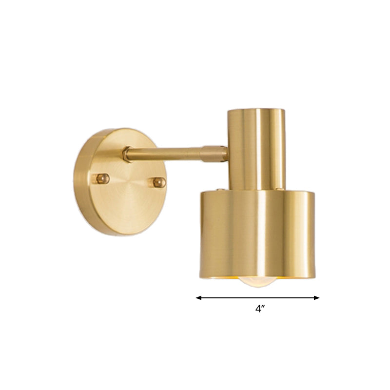 Brushed Brass 1 Head Wall Sconce Light Vintage Retro Metallic Cylinder Shade Wall Lighting for Bedroom Clearhalo 'Art deco wall lights' 'Cast Iron' 'Glass' 'Industrial wall lights' 'Industrial' 'Middle century wall lights' 'Modern' 'Rustic wall lights' 'Tiffany' 'Traditional wall lights' 'Wall Lamps & Sconces' 'Wall Lights' Lighting' 768889