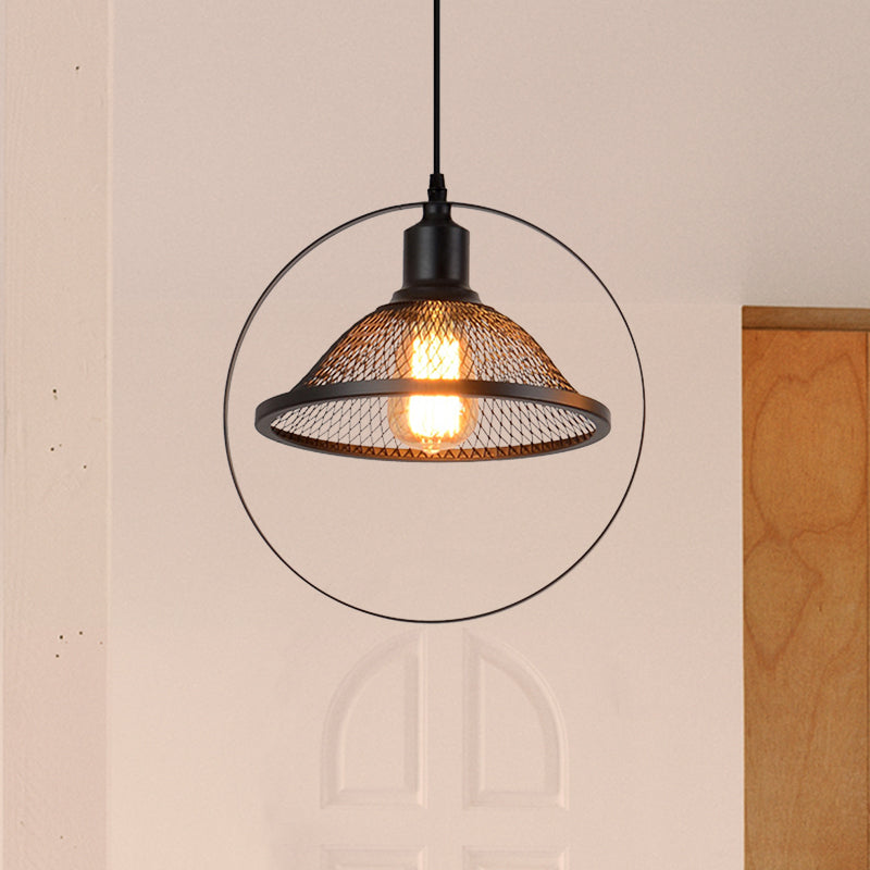 Bell/Dome Metal Hanging Light Industrial Single Light Living Room Pendant Light Fixture in Black Clearhalo 'Art Deco Pendants' 'Black' 'Cast Iron' 'Ceiling Lights' 'Ceramic' 'Crystal' 'Industrial Pendants' 'Industrial' 'Metal' 'Middle Century Pendants' 'Pendant Lights' 'Pendants' 'Rustic Pendants' 'Tiffany' Lighting' 768901