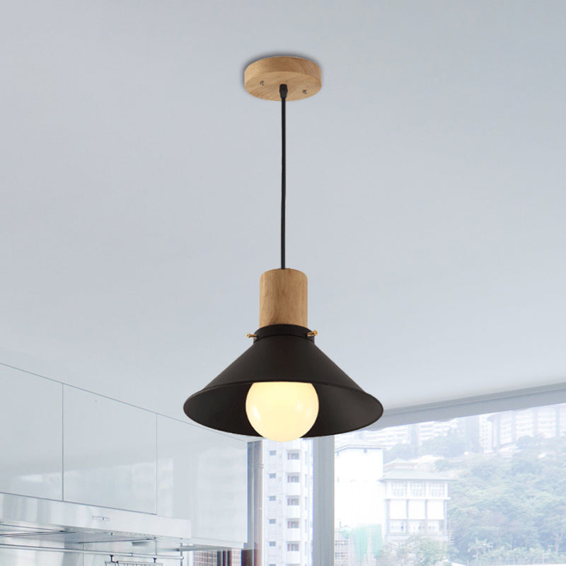 Black Cone/Saucer Shade Ceiling Pendant Contemporary Metallic 1 Head Living Room Pendant Lamp Clearhalo 'Art Deco Pendants' 'Black' 'Cast Iron' 'Ceiling Lights' 'Ceramic' 'Crystal' 'Industrial Pendants' 'Industrial' 'Metal' 'Middle Century Pendants' 'Pendant Lights' 'Pendants' 'Rustic Pendants' 'Tiffany' Lighting' 768926