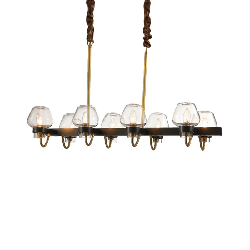 Modernist Dome Island Chandelier Clear Glass 8/10 Lights Hanging Ceiling Lamp in Black Clearhalo 'Ceiling Lights' 'Glass shade' 'Glass' 'Island Lights' Lighting' 769022
