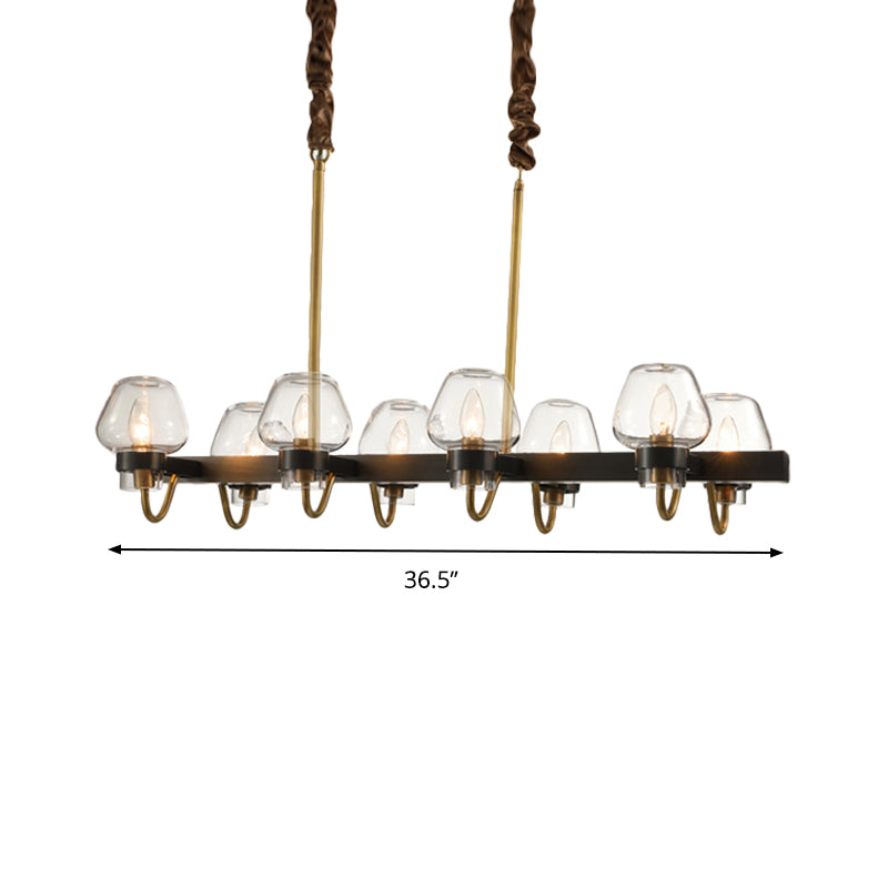 Modernist Dome Island Chandelier Clear Glass 8/10 Lights Hanging Ceiling Lamp in Black Clearhalo 'Ceiling Lights' 'Glass shade' 'Glass' 'Island Lights' Lighting' 769023