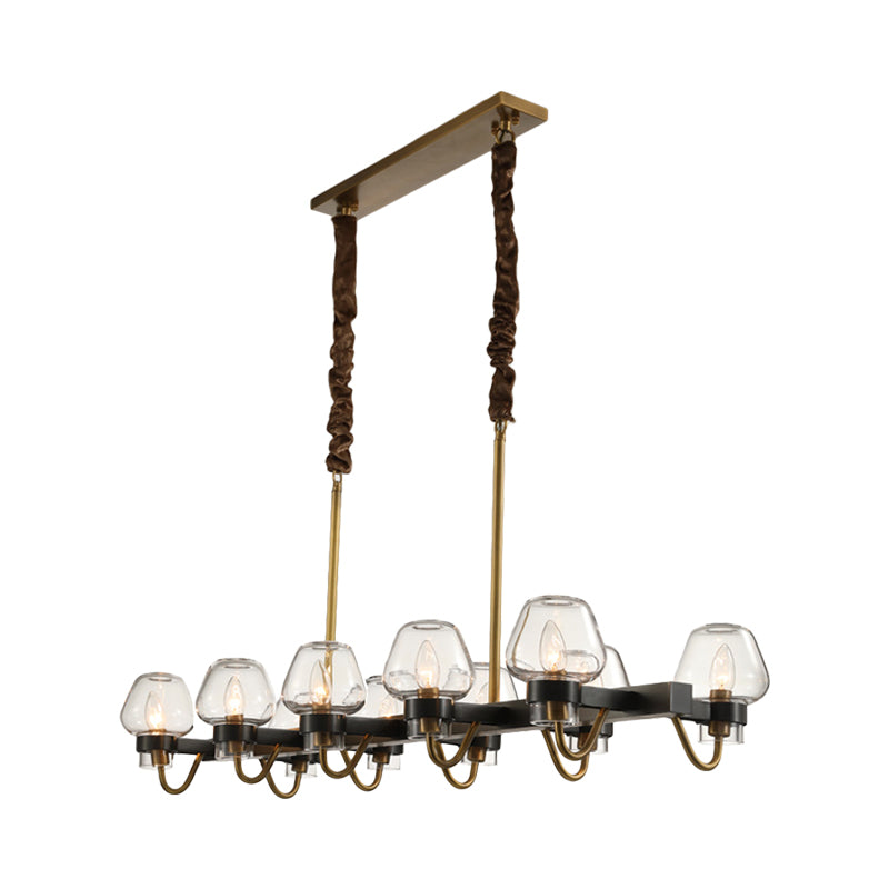 Modernist Dome Island Chandelier Clear Glass 8/10 Lights Hanging Ceiling Lamp in Black Clearhalo 'Ceiling Lights' 'Glass shade' 'Glass' 'Island Lights' Lighting' 769027