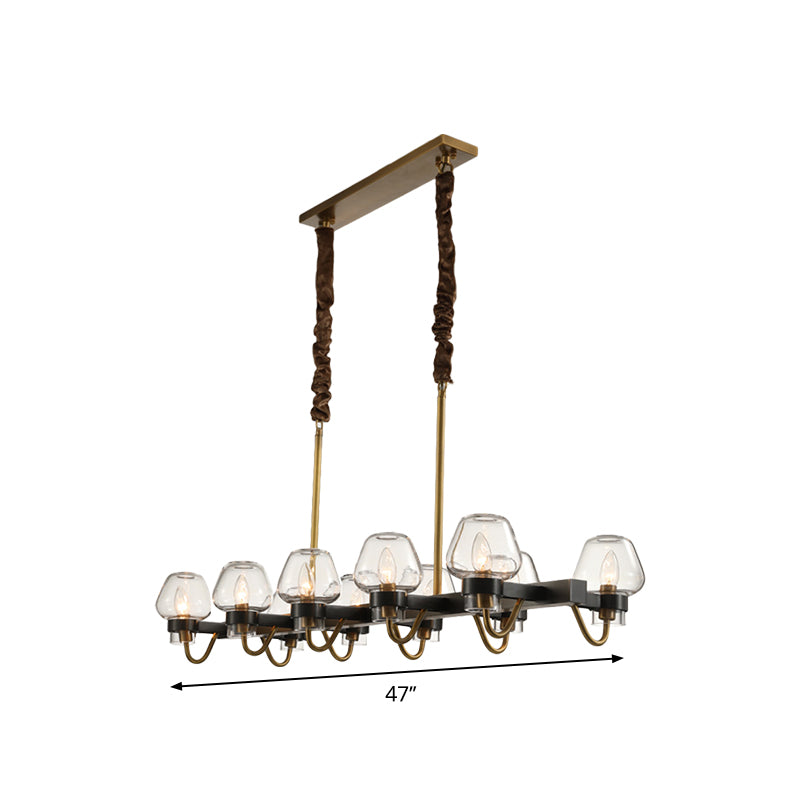 Modernist Dome Island Chandelier Clear Glass 8/10 Lights Hanging Ceiling Lamp in Black Clearhalo 'Ceiling Lights' 'Glass shade' 'Glass' 'Island Lights' Lighting' 769028