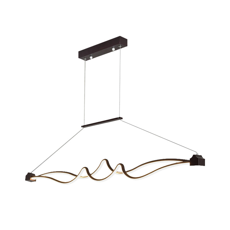 1 Light LED Office Chandelier with Symmetrical Acrylic Shade Brown Ceiling Pendant over Table in Warm/White/Natural Light Clearhalo 'Ceiling Lights' 'Chandeliers' 'Modern Chandeliers' 'Modern' Lighting' 769032