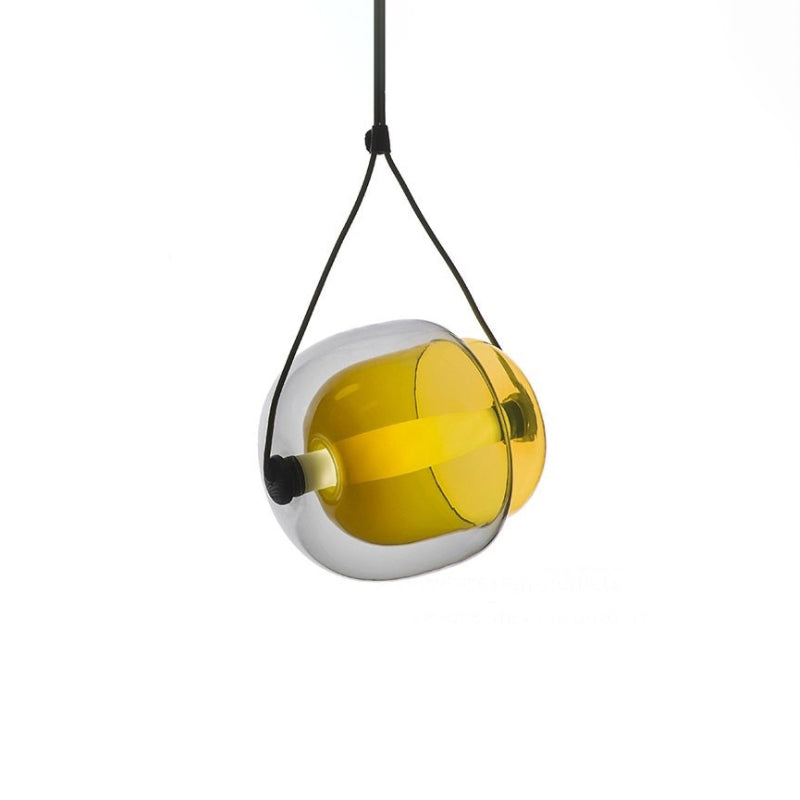 Candy-Shaped Pendant Light Modern Clear Glass 1 Light Led Hanging Ceiling Lamp in Grey/Yellow/Purple with Cord Clearhalo 'Ceiling Lights' 'Modern Pendants' 'Modern' 'Pendant Lights' 'Pendants' Lighting' 769049