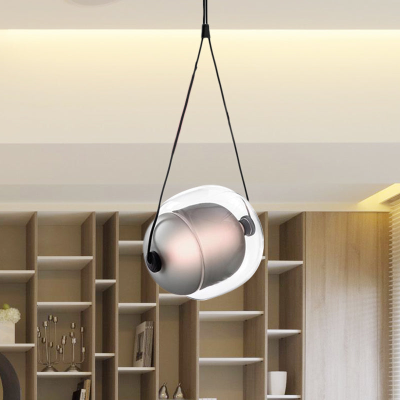 Candy-Shaped Pendant Light Modern Clear Glass 1 Light Led Hanging Ceiling Lamp in Grey/Yellow/Purple with Cord Grey Clearhalo 'Ceiling Lights' 'Modern Pendants' 'Modern' 'Pendant Lights' 'Pendants' Lighting' 769055