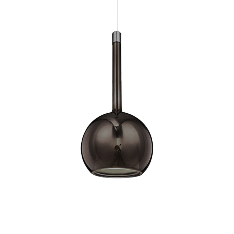 Smoky/Amber/Rose Gold Glass Spherical Suspension Pendant Contemporary 1 Light Black/Nickle/Chrome Led Hanging Light Fixture Clearhalo 'Ceiling Lights' 'Glass shade' 'Glass' 'Modern Pendants' 'Modern' 'Pendant Lights' 'Pendants' Lighting' 769067