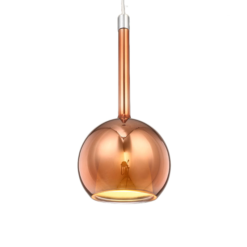 Smoky/Amber/Rose Gold Glass Spherical Suspension Pendant Contemporary 1 Light Black/Nickle/Chrome Led Hanging Light Fixture Clearhalo 'Ceiling Lights' 'Glass shade' 'Glass' 'Modern Pendants' 'Modern' 'Pendant Lights' 'Pendants' Lighting' 769071