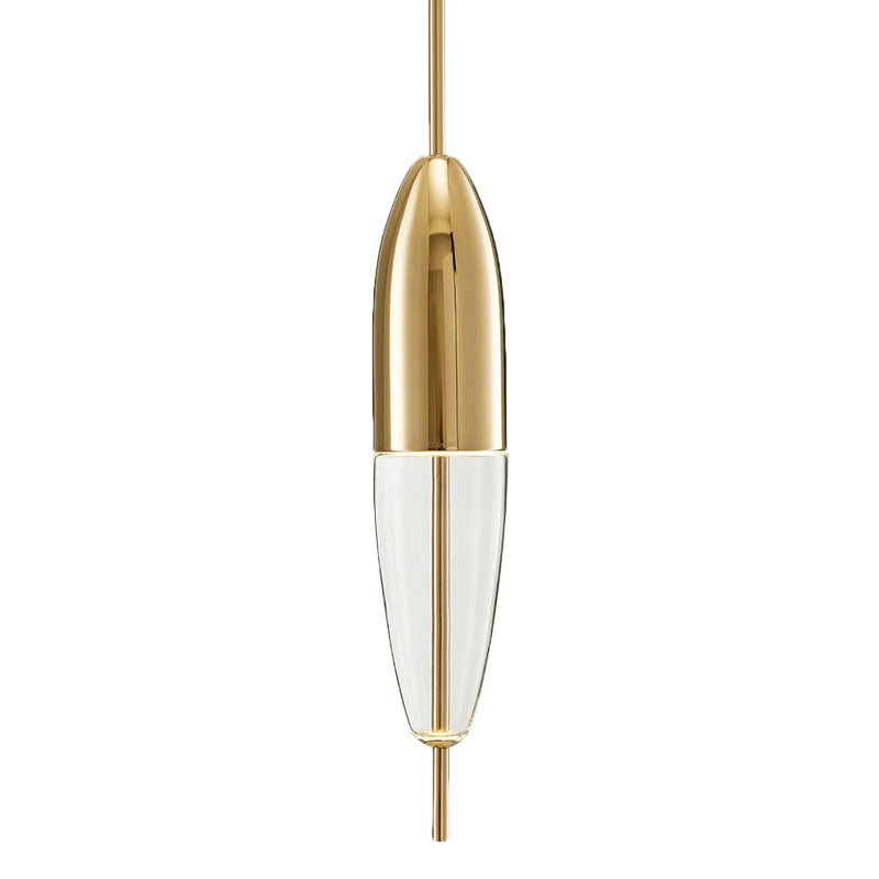 Ellipsoidal/Cone/Long Cone Pendant Lighting Clear Glass Led Post-Modernist Gold/Blue Hanging Light Kit in White/Warm Light Clearhalo 'Ceiling Lights' 'Glass shade' 'Glass' 'Modern Pendants' 'Modern' 'Pendant Lights' 'Pendants' Lighting' 769075