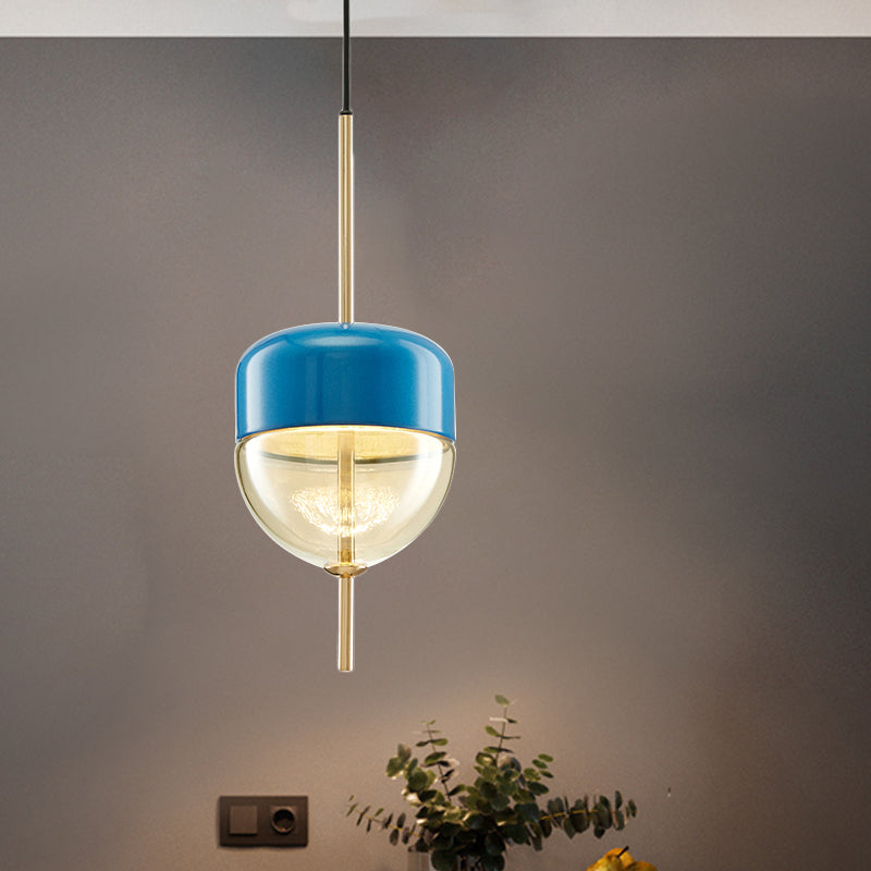 Ellipsoidal/Cone/Long Cone Pendant Lighting Clear Glass Led Post-Modernist Gold/Blue Hanging Light Kit in White/Warm Light Blue Cone Clearhalo 'Ceiling Lights' 'Glass shade' 'Glass' 'Modern Pendants' 'Modern' 'Pendant Lights' 'Pendants' Lighting' 769081