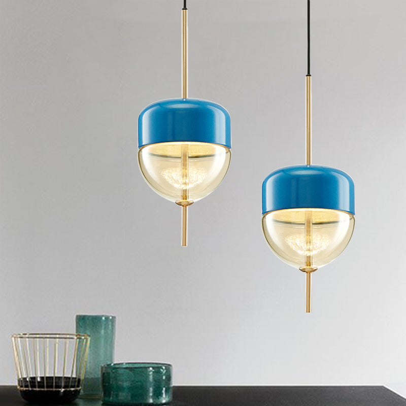 Ellipsoidal/Cone/Long Cone Pendant Lighting Clear Glass Led Post-Modernist Gold/Blue Hanging Light Kit in White/Warm Light Clearhalo 'Ceiling Lights' 'Glass shade' 'Glass' 'Modern Pendants' 'Modern' 'Pendant Lights' 'Pendants' Lighting' 769082