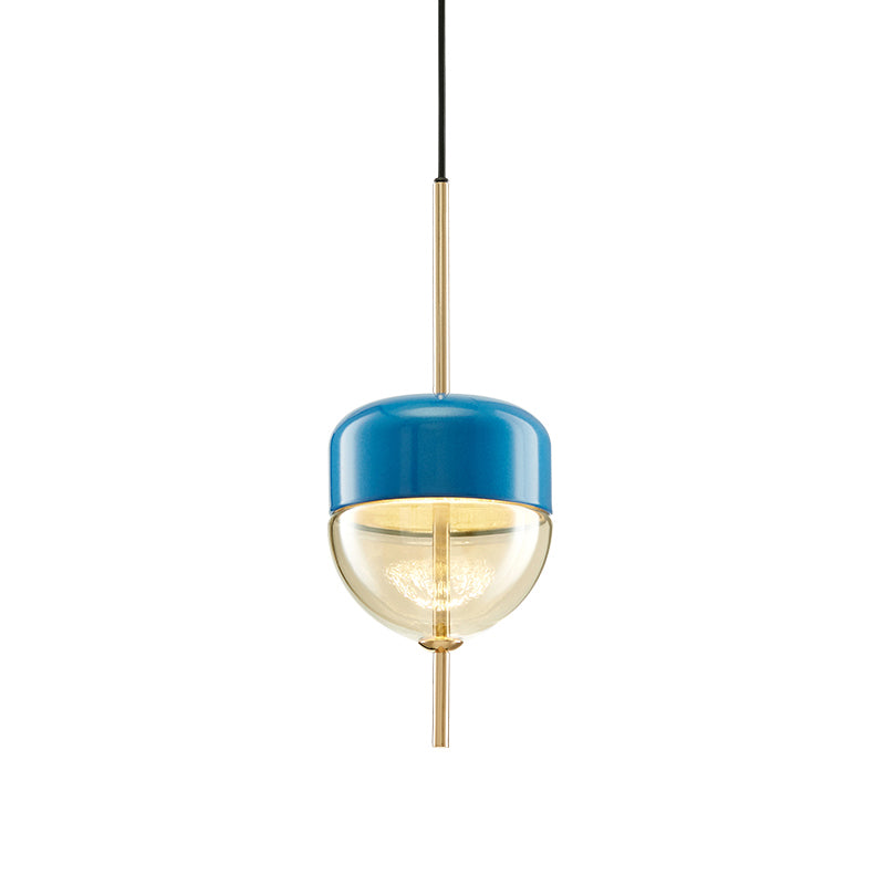 Ellipsoidal/Cone/Long Cone Pendant Lighting Clear Glass Led Post-Modernist Gold/Blue Hanging Light Kit in White/Warm Light Clearhalo 'Ceiling Lights' 'Glass shade' 'Glass' 'Modern Pendants' 'Modern' 'Pendant Lights' 'Pendants' Lighting' 769084