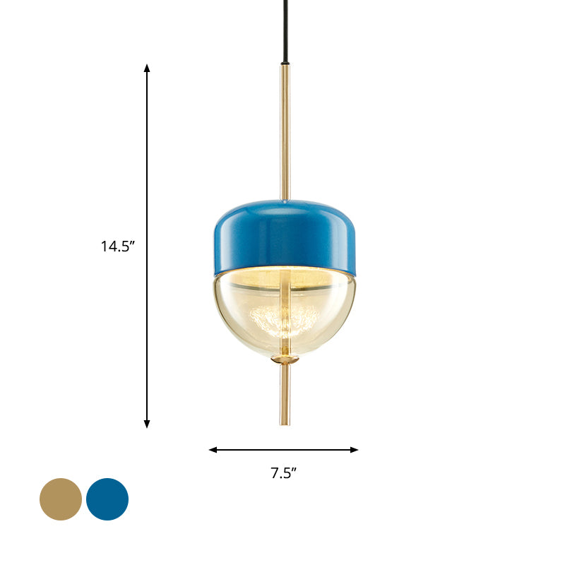 Ellipsoidal/Cone/Long Cone Pendant Lighting Clear Glass Led Post-Modernist Gold/Blue Hanging Light Kit in White/Warm Light Clearhalo 'Ceiling Lights' 'Glass shade' 'Glass' 'Modern Pendants' 'Modern' 'Pendant Lights' 'Pendants' Lighting' 769085