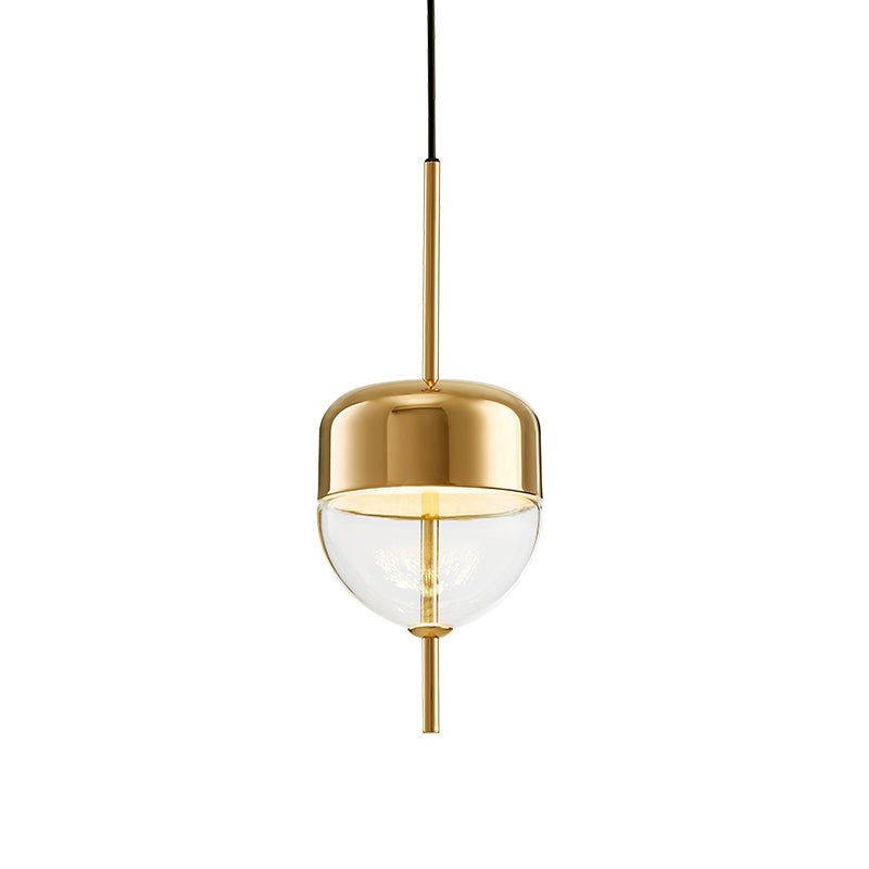 Ellipsoidal/Cone/Long Cone Pendant Lighting Clear Glass Led Post-Modernist Gold/Blue Hanging Light Kit in White/Warm Light Clearhalo 'Ceiling Lights' 'Glass shade' 'Glass' 'Modern Pendants' 'Modern' 'Pendant Lights' 'Pendants' Lighting' 769089