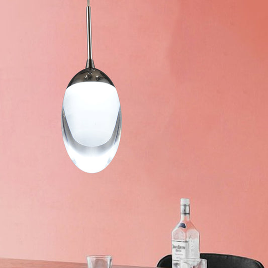 Acrylic Shade Droplet Hanging Light Modern 1 Light Suspension Pendant in Warm/White Light for Dining Room Clearhalo 'Ceiling Lights' 'Glass shade' 'Glass' 'Modern Pendants' 'Modern' 'Pendant Lights' 'Pendants' Lighting' 769100