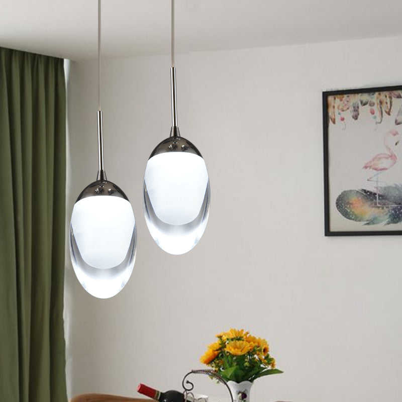 Acrylic Shade Droplet Hanging Light Modern 1 Light Suspension Pendant in Warm/White Light for Dining Room Clearhalo 'Ceiling Lights' 'Glass shade' 'Glass' 'Modern Pendants' 'Modern' 'Pendant Lights' 'Pendants' Lighting' 769101